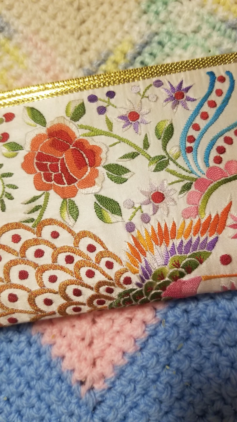 Silk Embroidered Peacock Clutch Wallet - photo 4