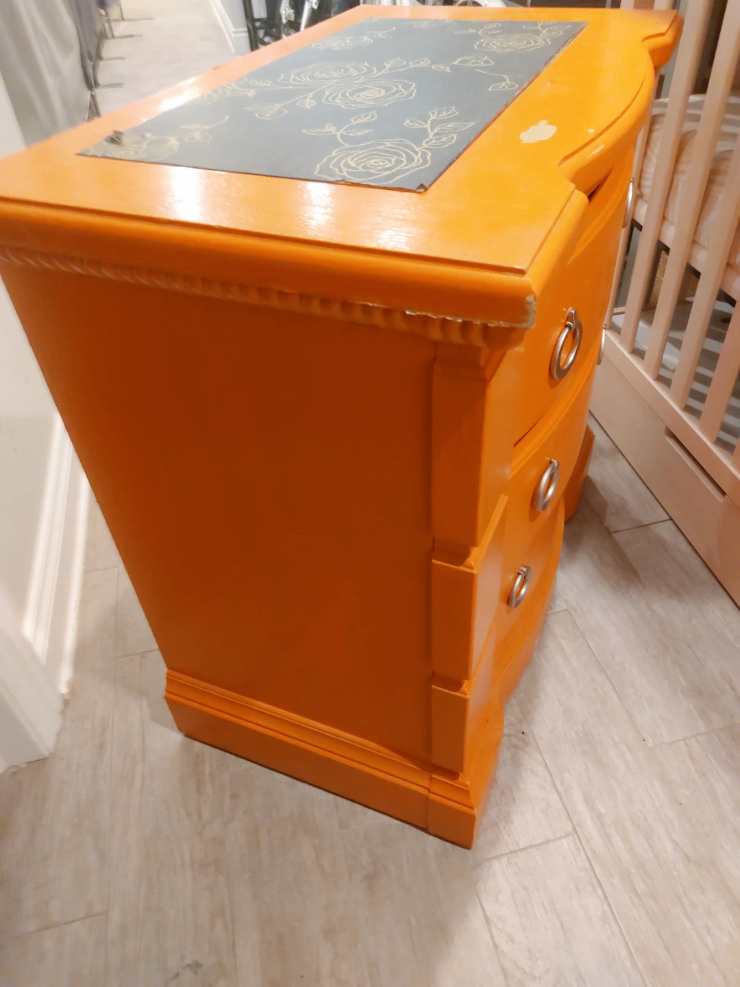 Orange 3-Drawer Nightstand - photo 3