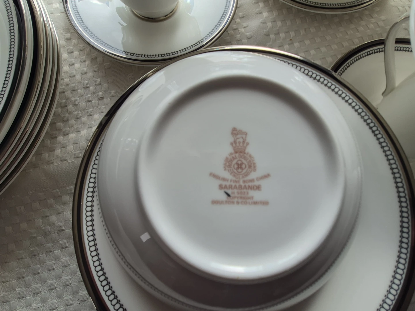 White Bone China Dinnerware Set with Bkack and white Trim - photo 2