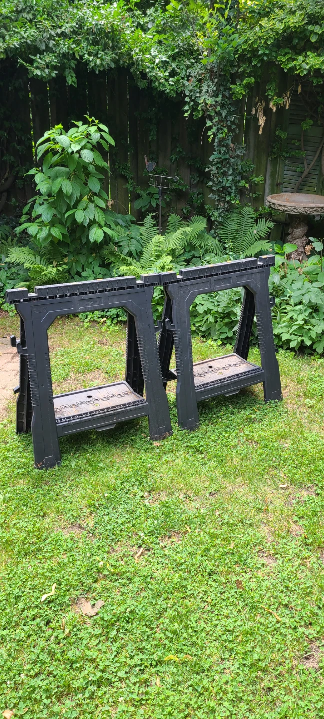 2 Stanley Sawhorses - Folding Plastic, Great Condition! - photo 2