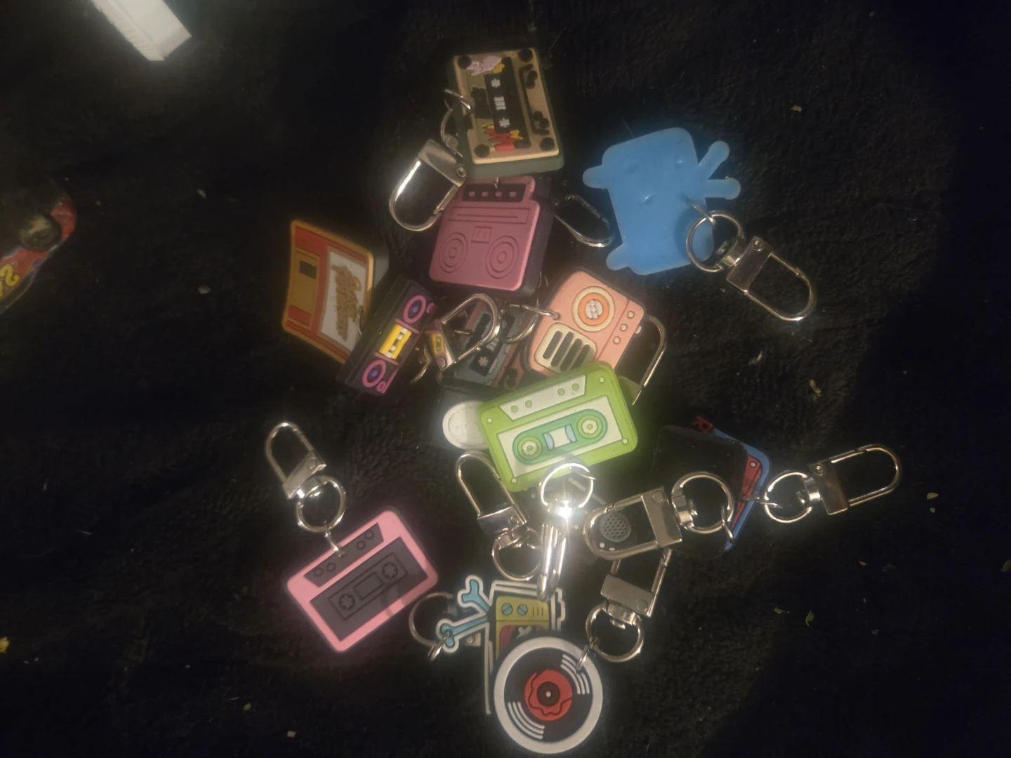 Retro Cassette Tape & Boombox Keychains (Lot)