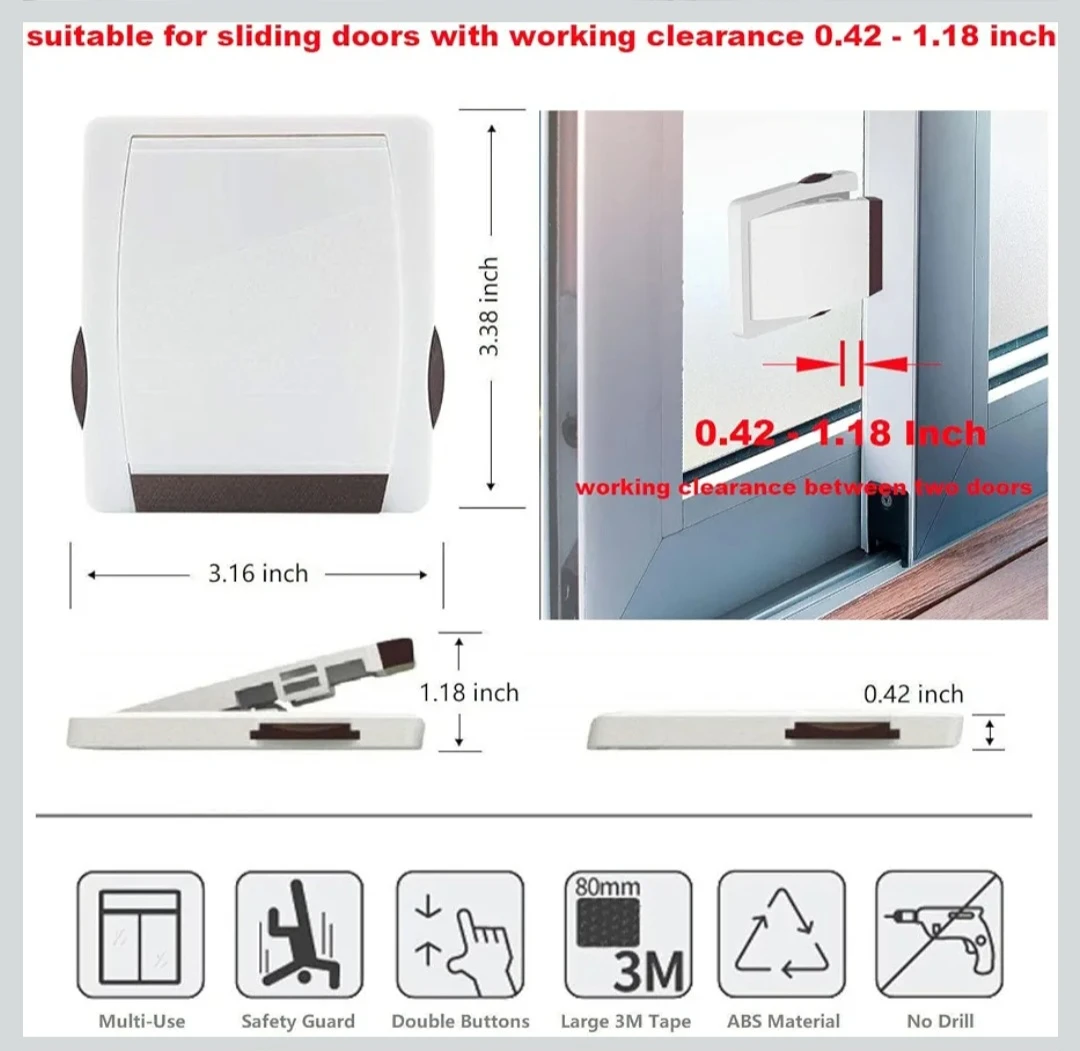 4pcs OKEFAN White Baby Safety Sliding Door Locks (4 Pack) - photo 4