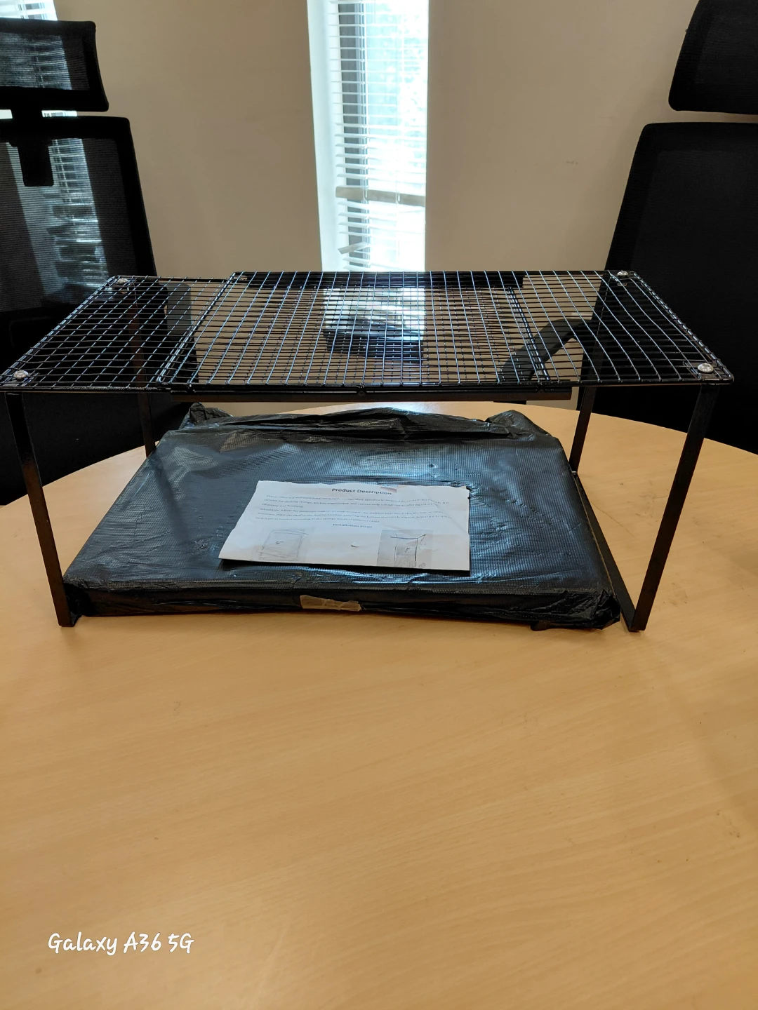 2 black sliding shelves