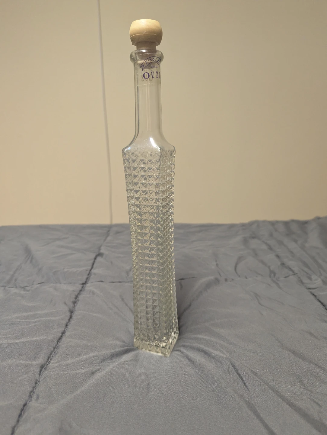 Ouzo Glass Bottle with Wooden Stopper