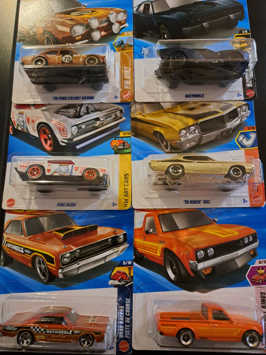 6 Hot Wheels/Die Cast Cars/Batman/Ford/Datsun/Buick/Dodge...