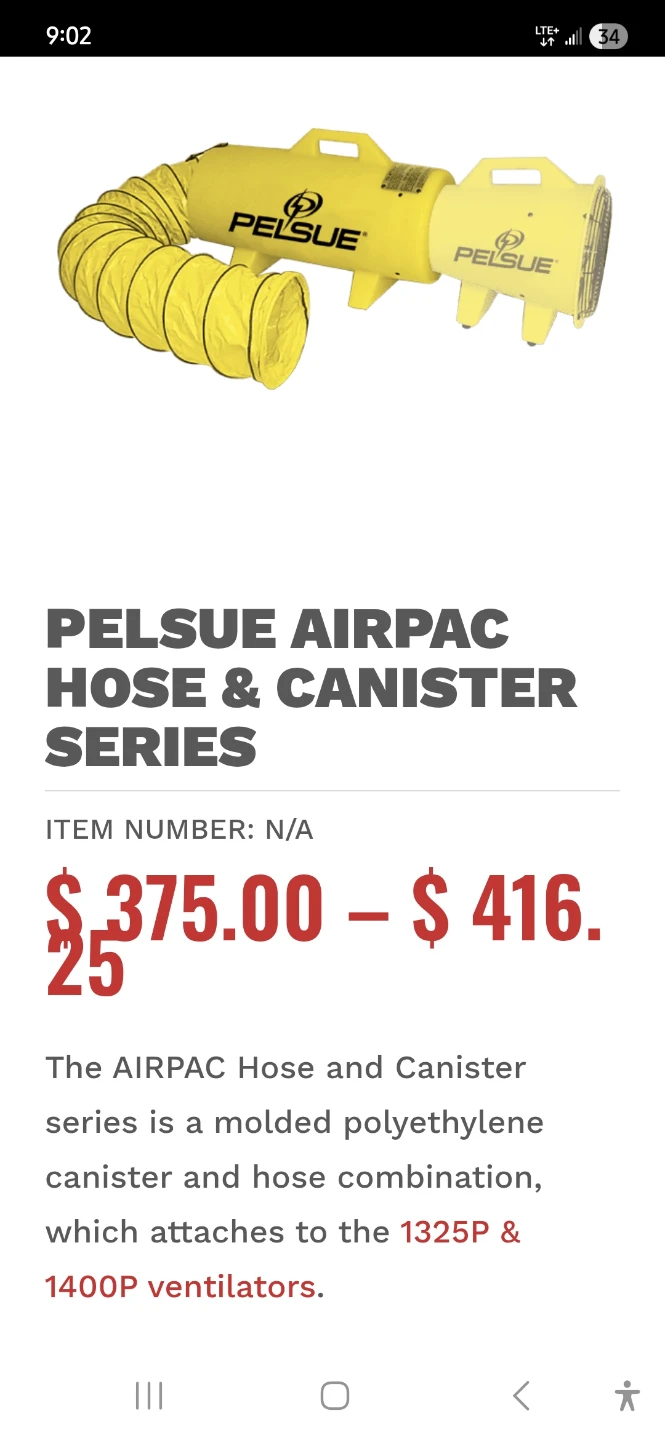 PELSUE AIRPAC Hose & Canister Series Ventilation Fan - photo 2