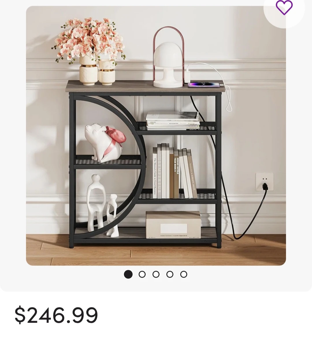Industrial Console Table with Storage Shelves