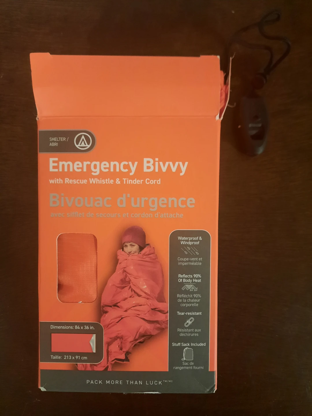 Emergency Bivvy with Rescue Whistle & Tinder Cord