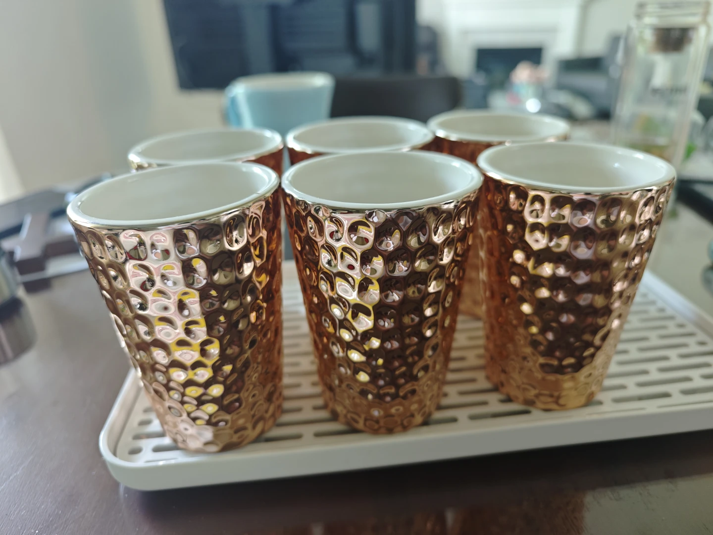 Set of 6 Hammered Copper Finish Tumblers