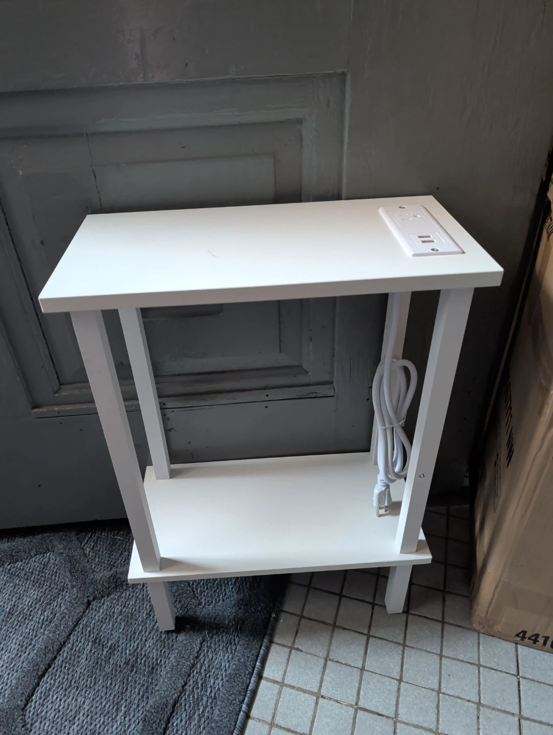 White End Table with Built-in USB and Outlet