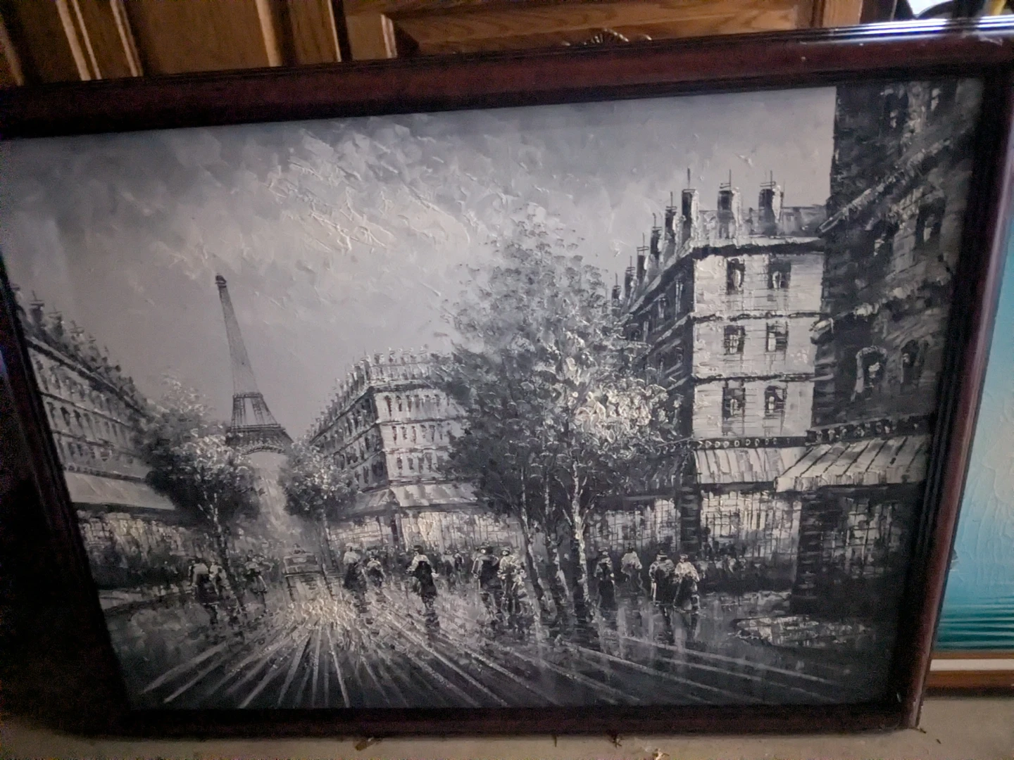 Framed Oil Painting of Paris Street Scene