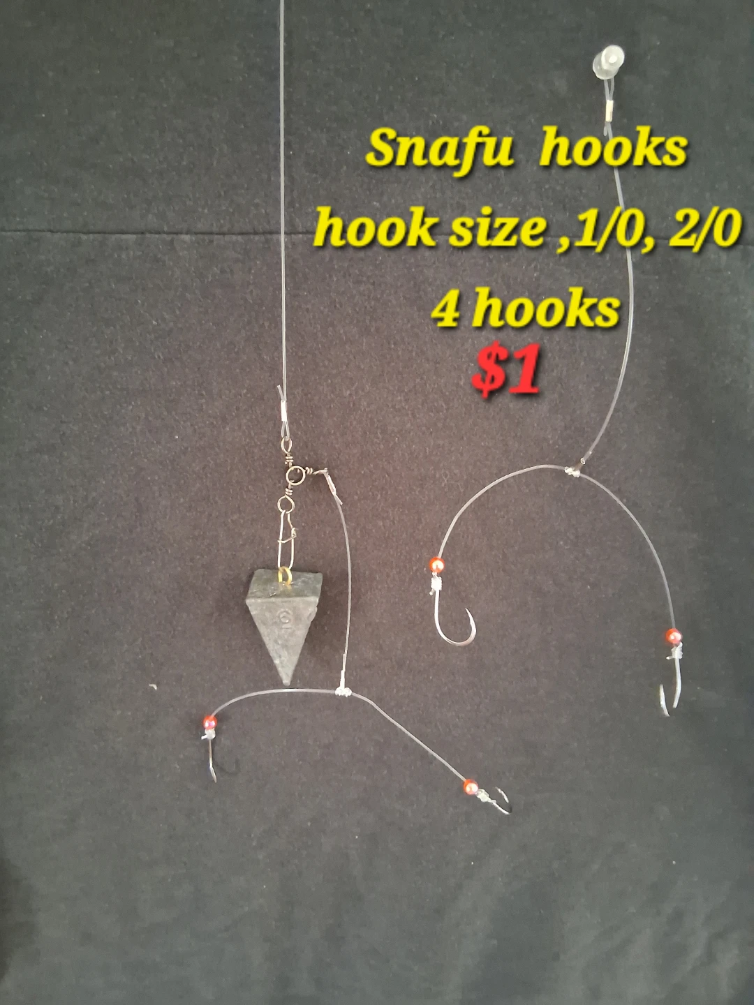 Snafu Hooks Fishing Rig 1/0, 2/0