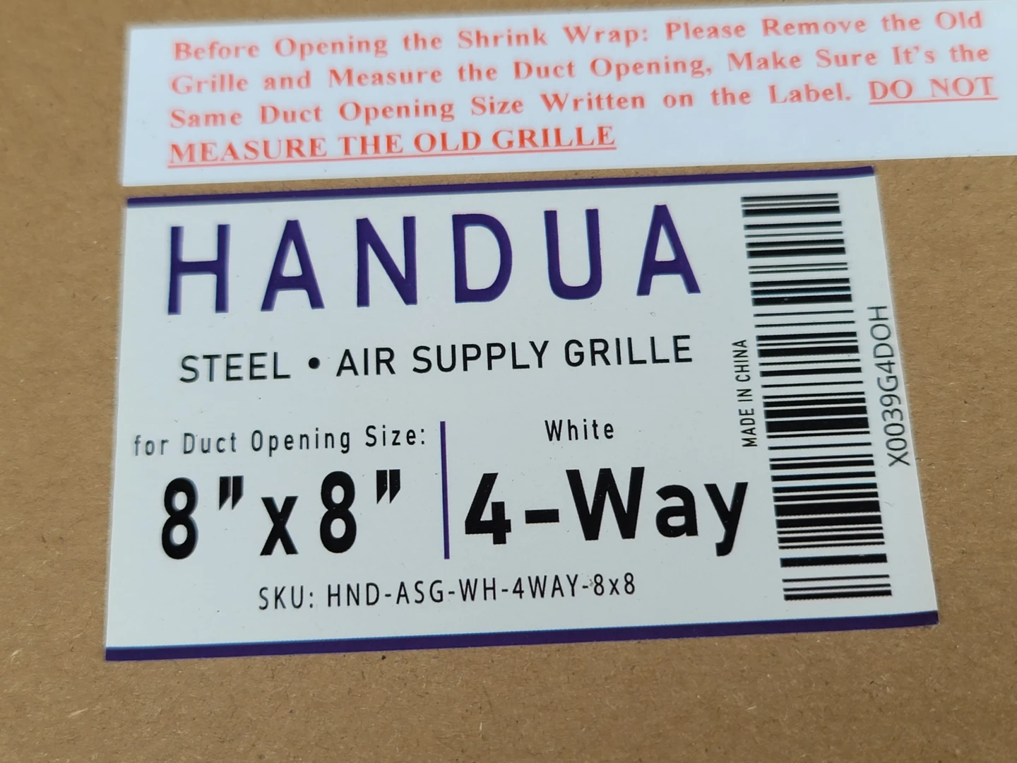 HANDUA Steel Air Supply Grille 8"x8" White 4-Way