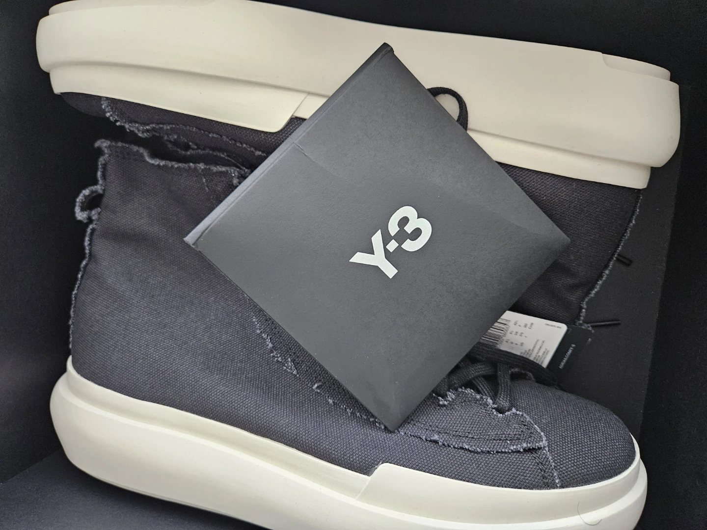 Y-3 Black Canvas High Top Sneakers - photo 2