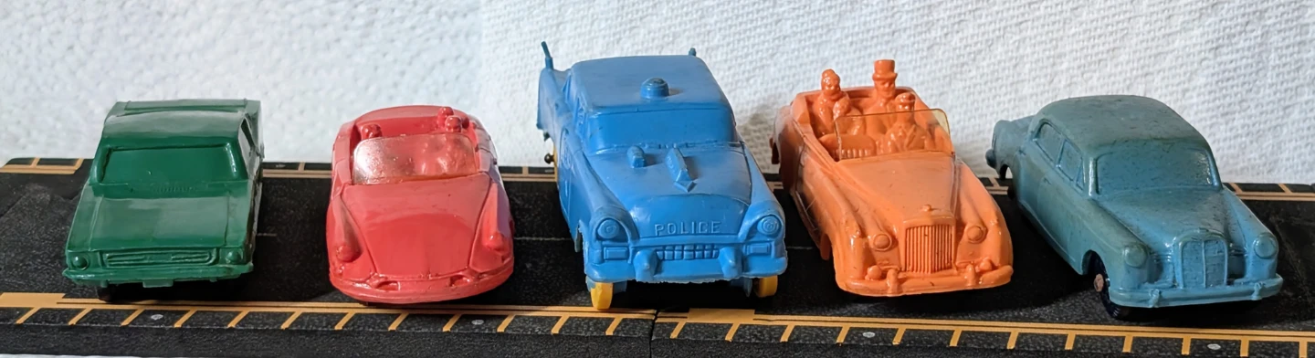 Vintage ( Lot D ) Rubber Toy Cars Lot - Assorted Colours