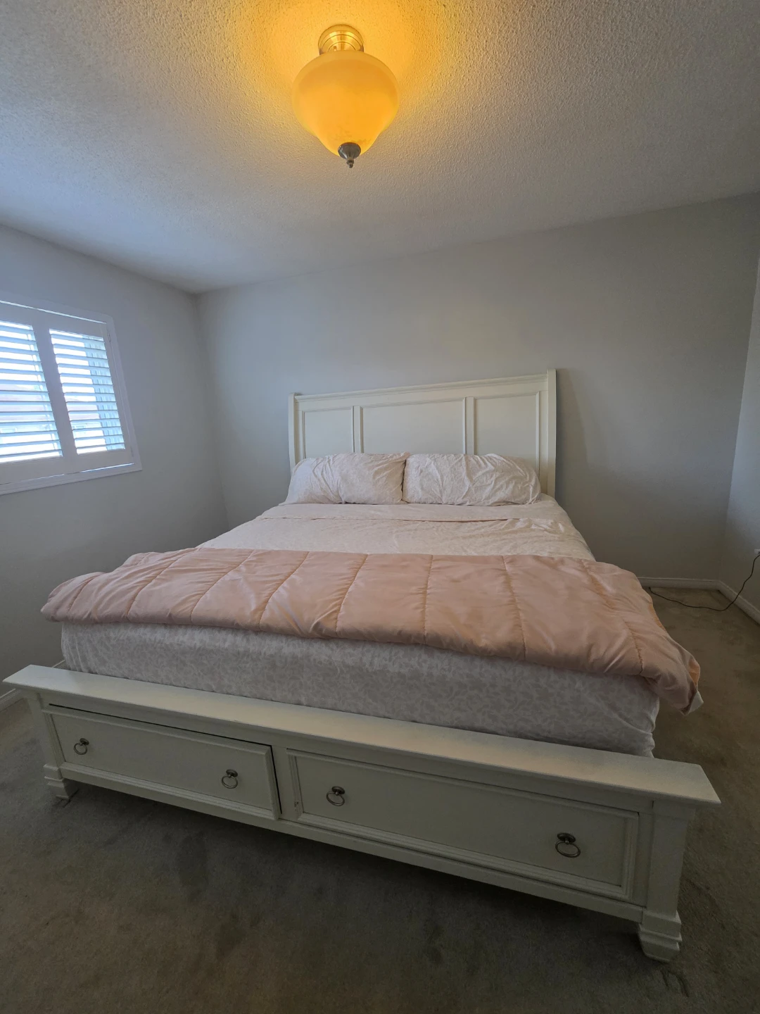 King size bed frame with bottom drawers