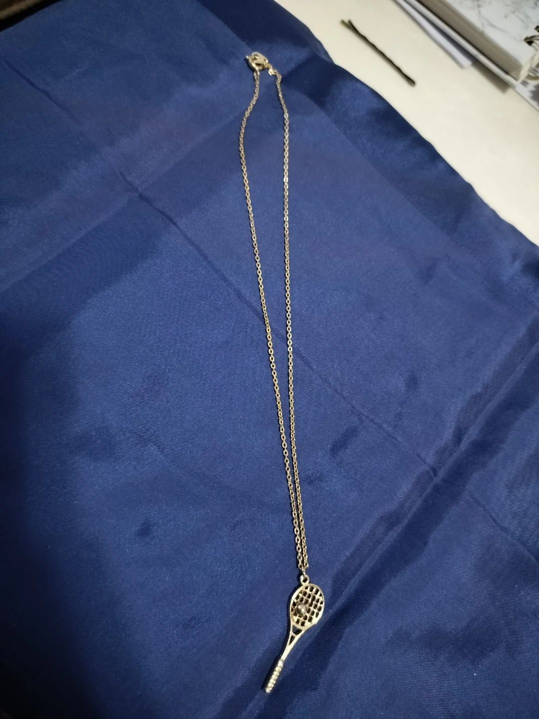 Gold-tone Tennis Racket Necklace
