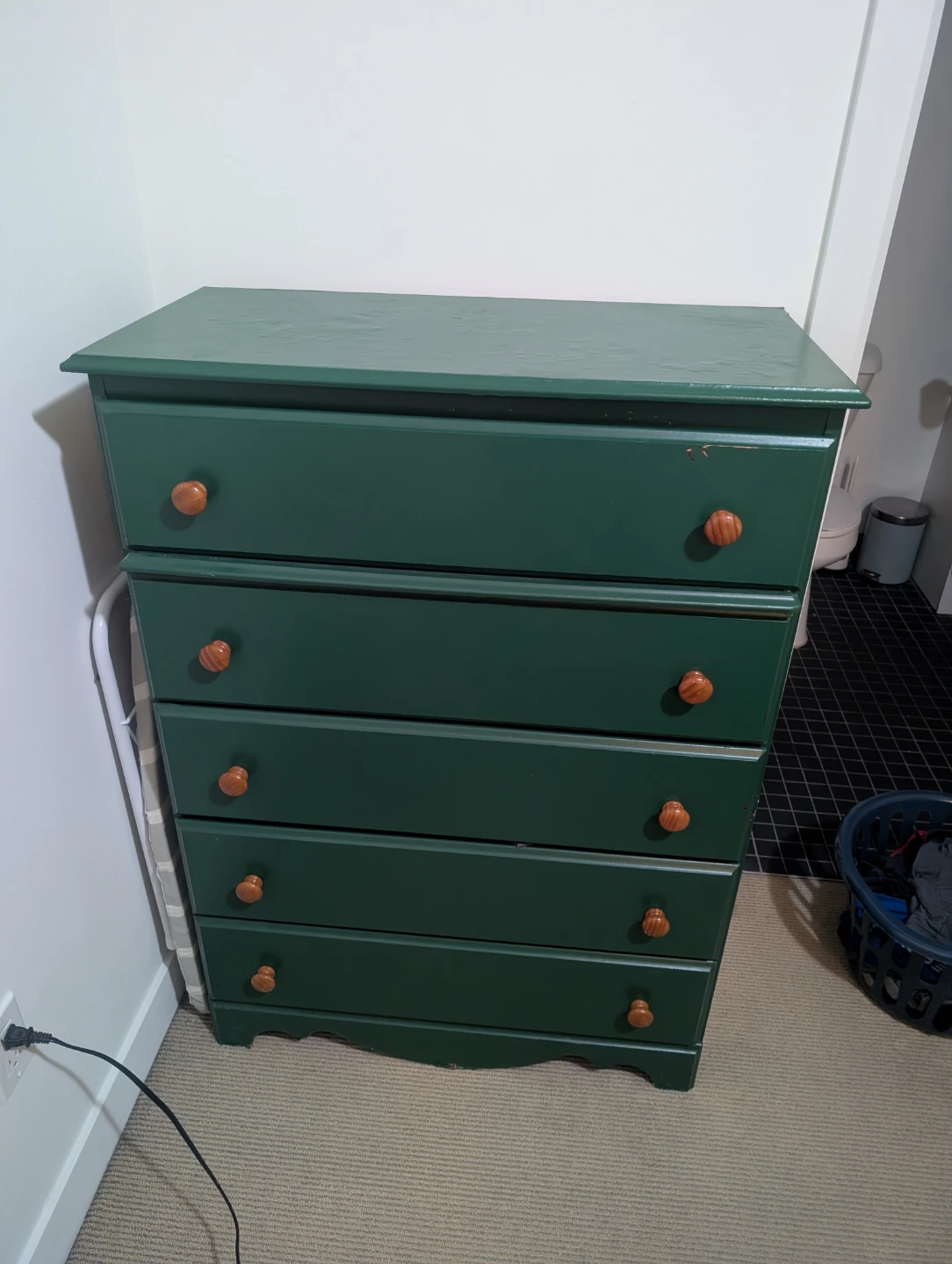 Green 5 drawer dresser, paint included - photo 2