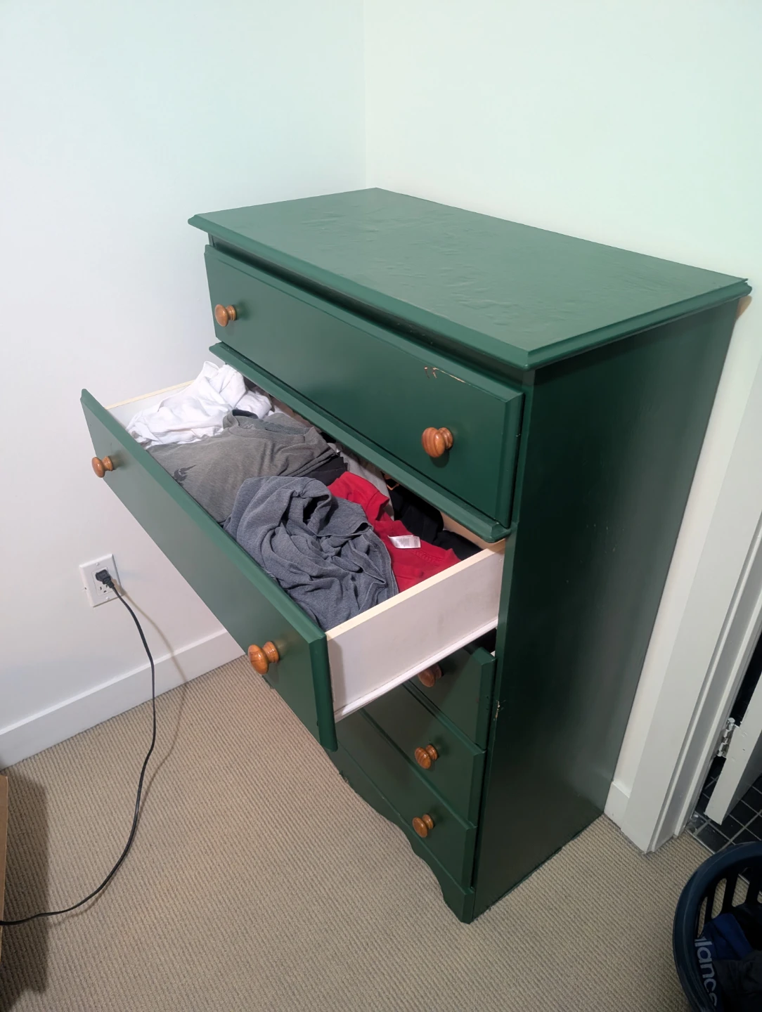 Green 5 drawer dresser, paint included - photo 3