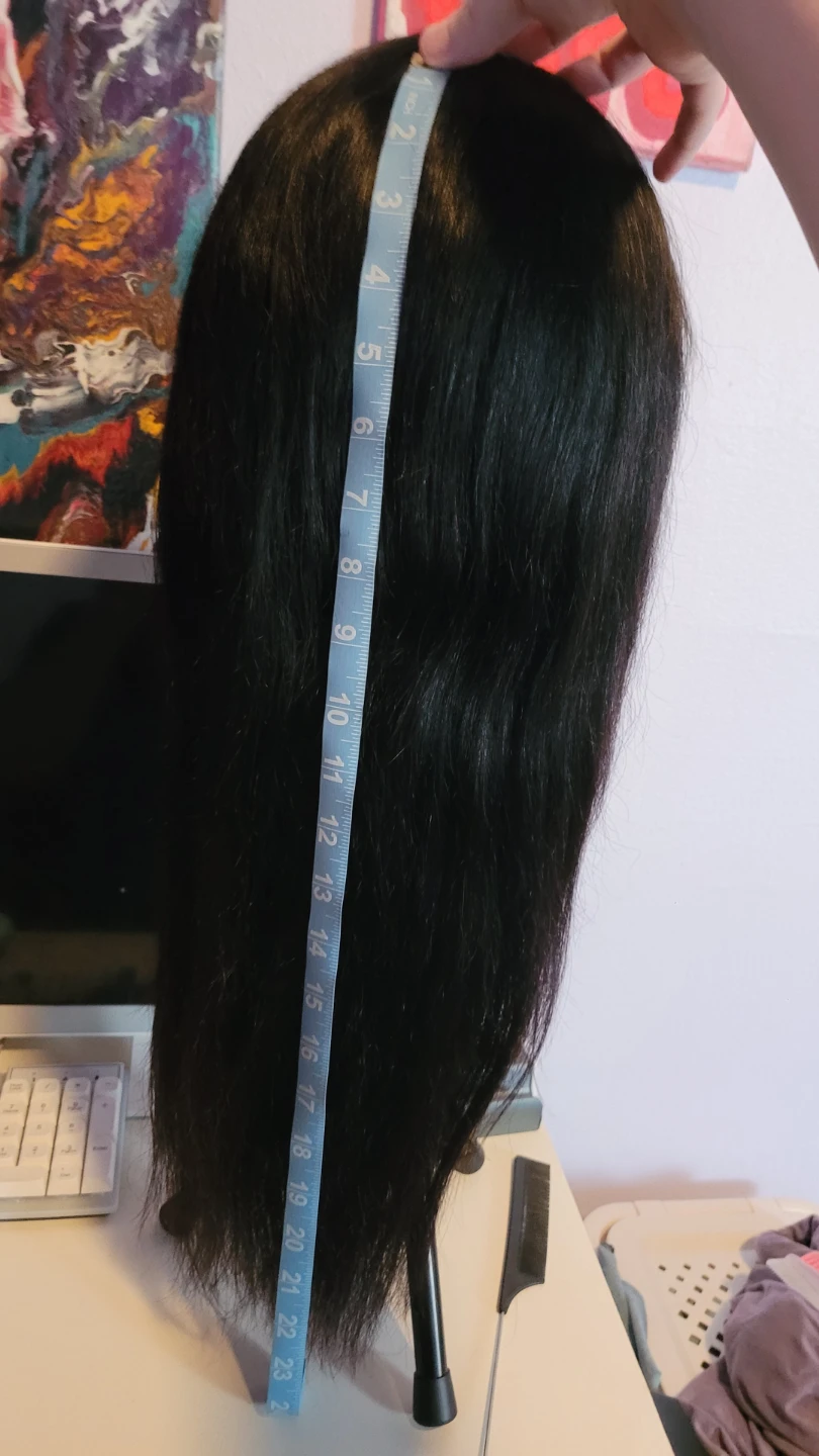 Human hair Black Straight Wig with Bangs - photo 5