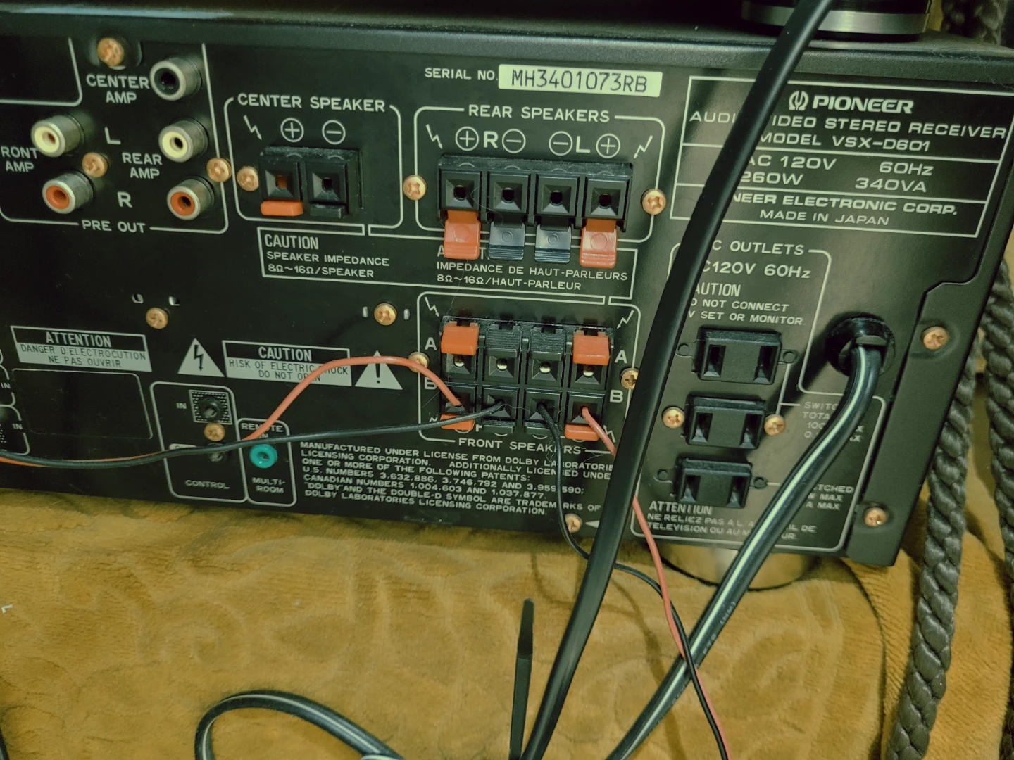 Pioneer VSX-D601 Audio/Video Stereo Receiver - photo 4