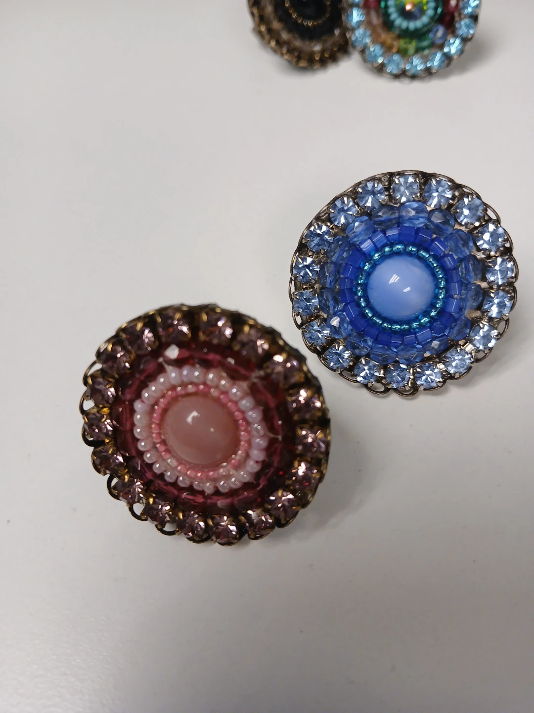 Vintage Pink Beaded large Ring with Rhinestones - photo 5