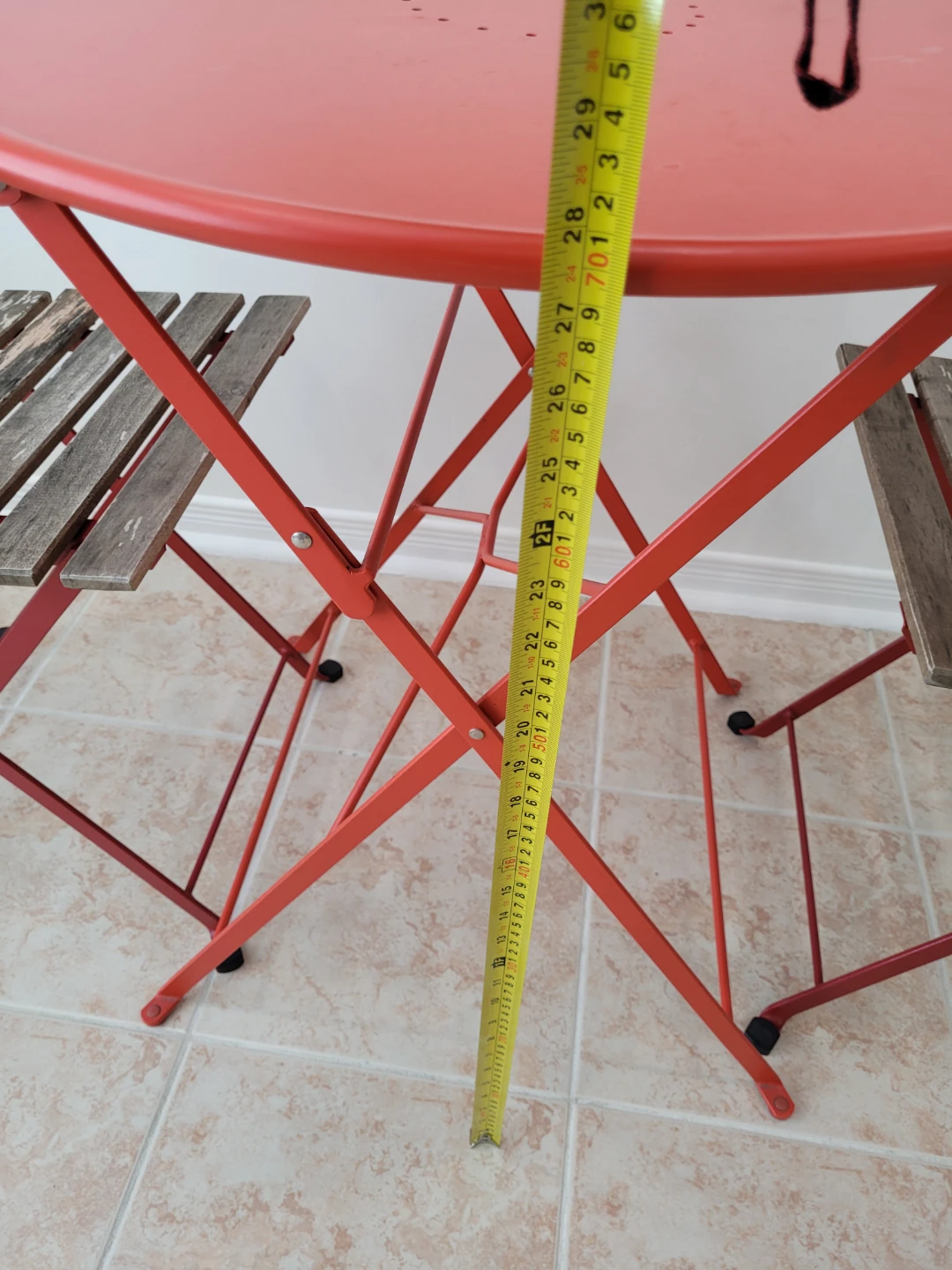 Red Bistro Set with Round Table and 2 Chairs - photo 4
