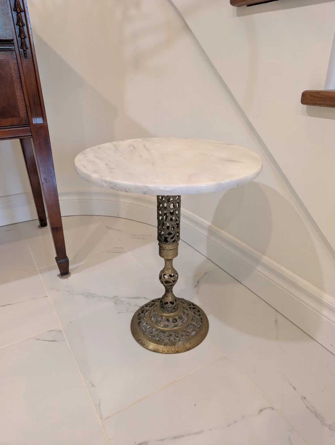 Marble and Brass side Table or Plant Stand - photo 2