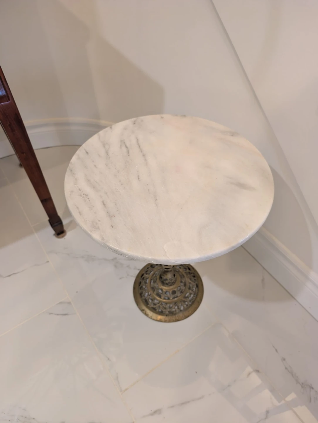 Marble and Brass side Table or Plant Stand - photo 3