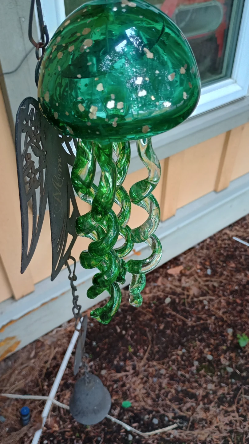 Green Glass Jellyfish Wind Chime - photo 2