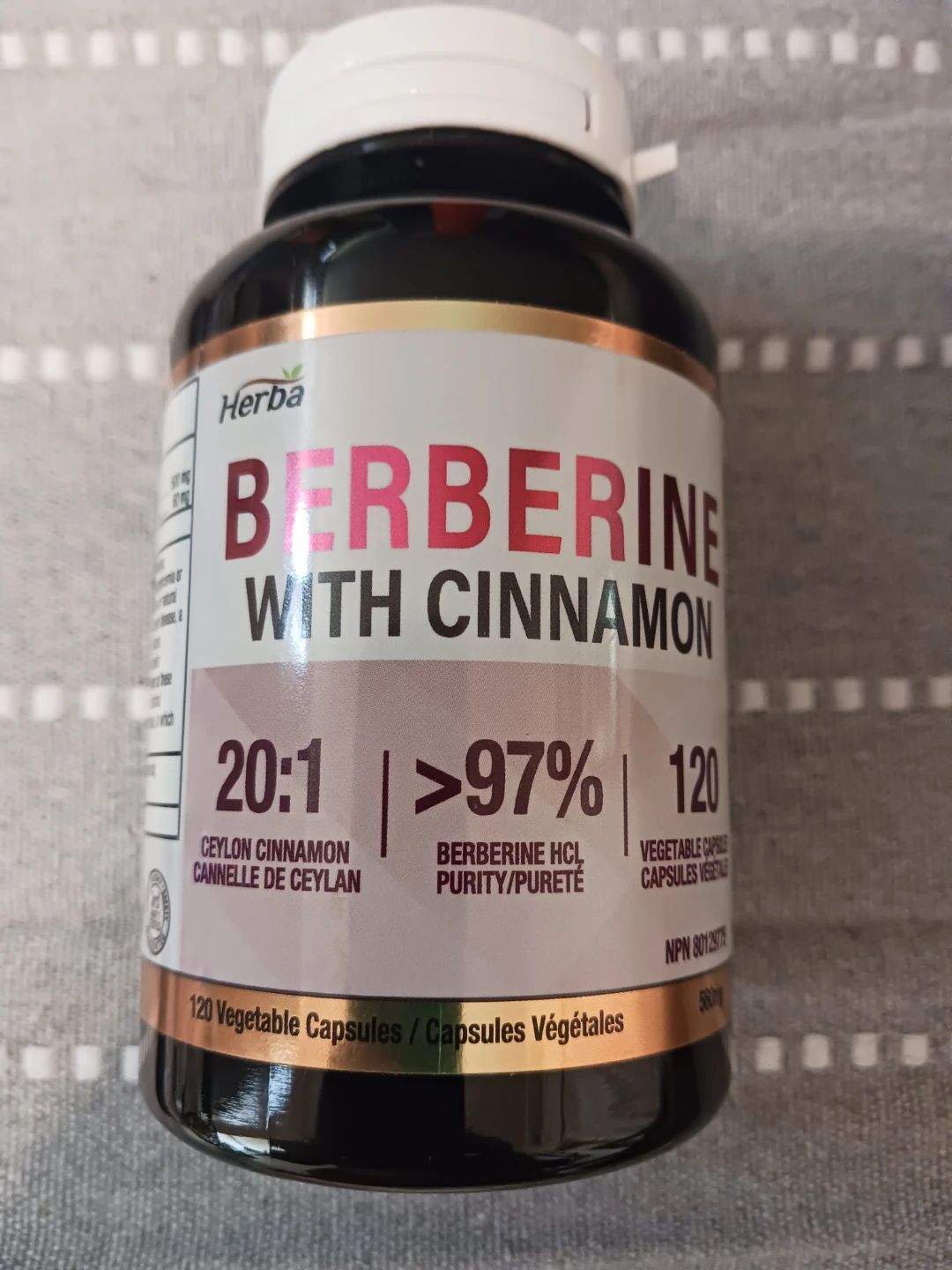 Herba Berberine with Cinnamon Vegetable Capsules - 120 Count