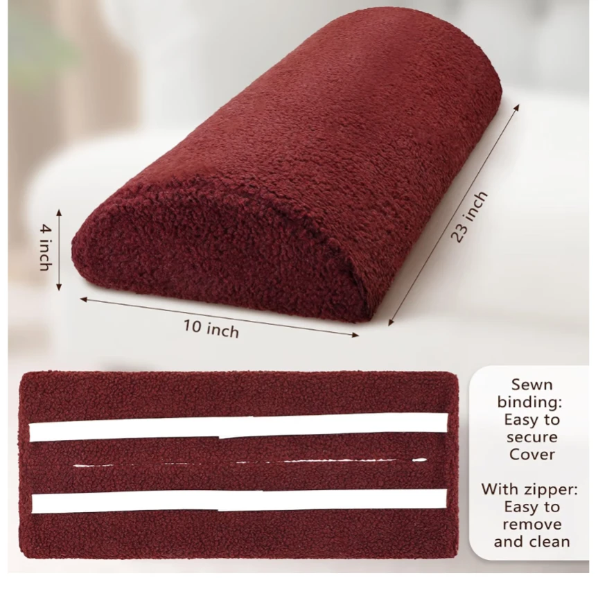 Wesiti Sherpa Bolster Pillow Cushion - Wine Red - photo 4