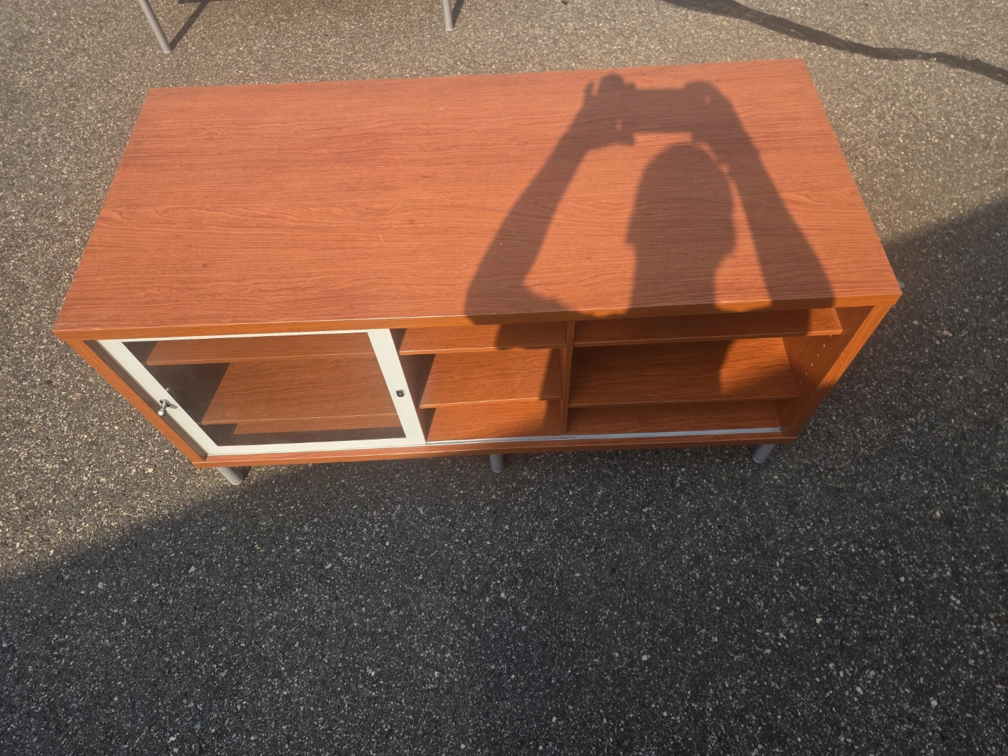 Wood Veneer Media Console with Sliding Door