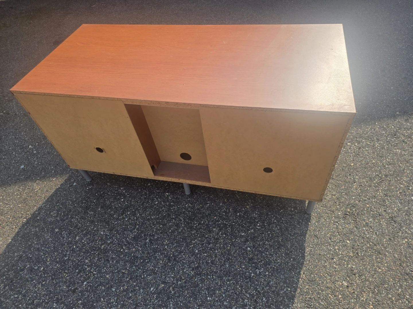 Wood Veneer Media Console with Sliding Door - photo 3