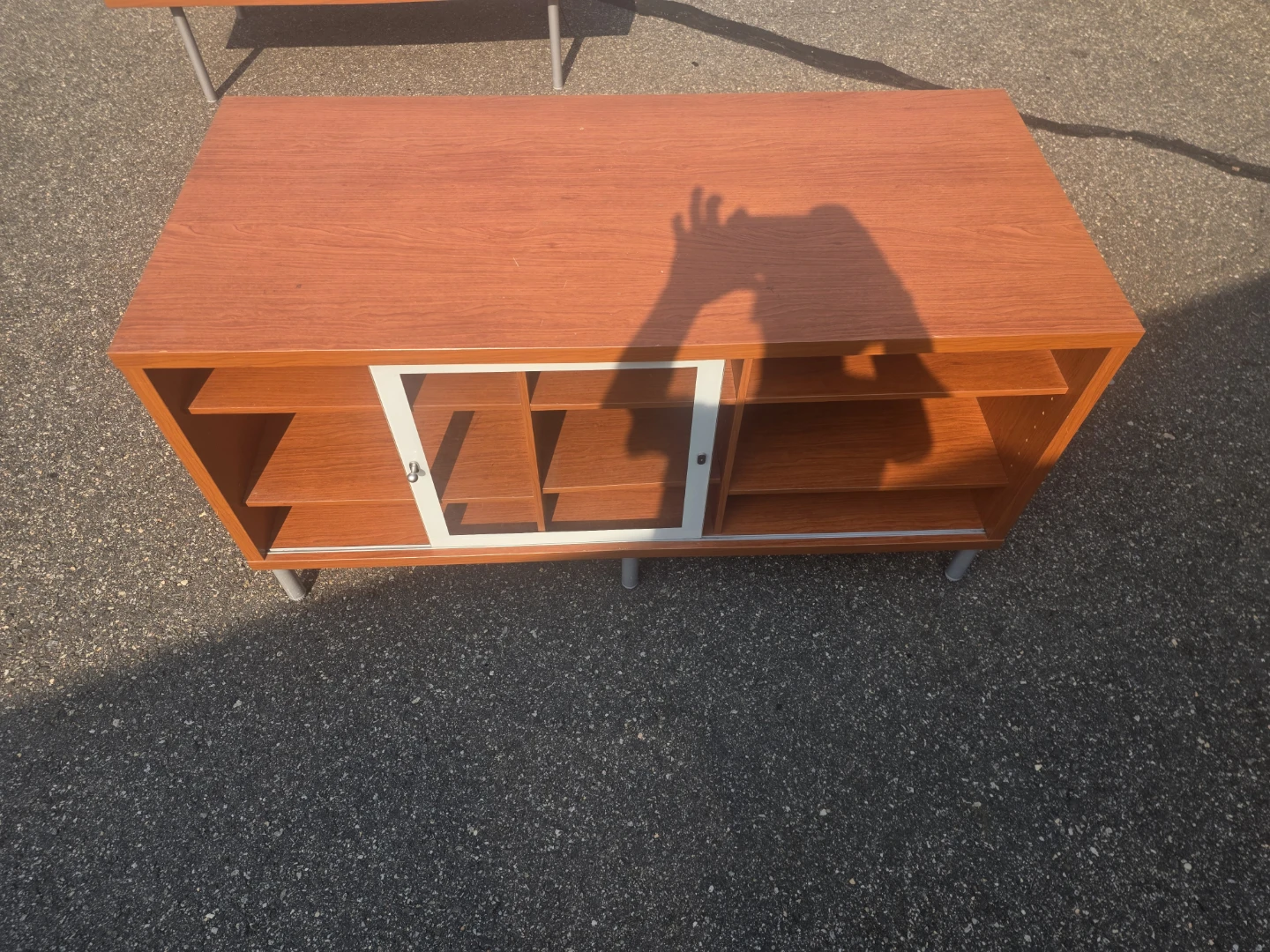 Wood Veneer Media Console with Sliding Door - photo 4