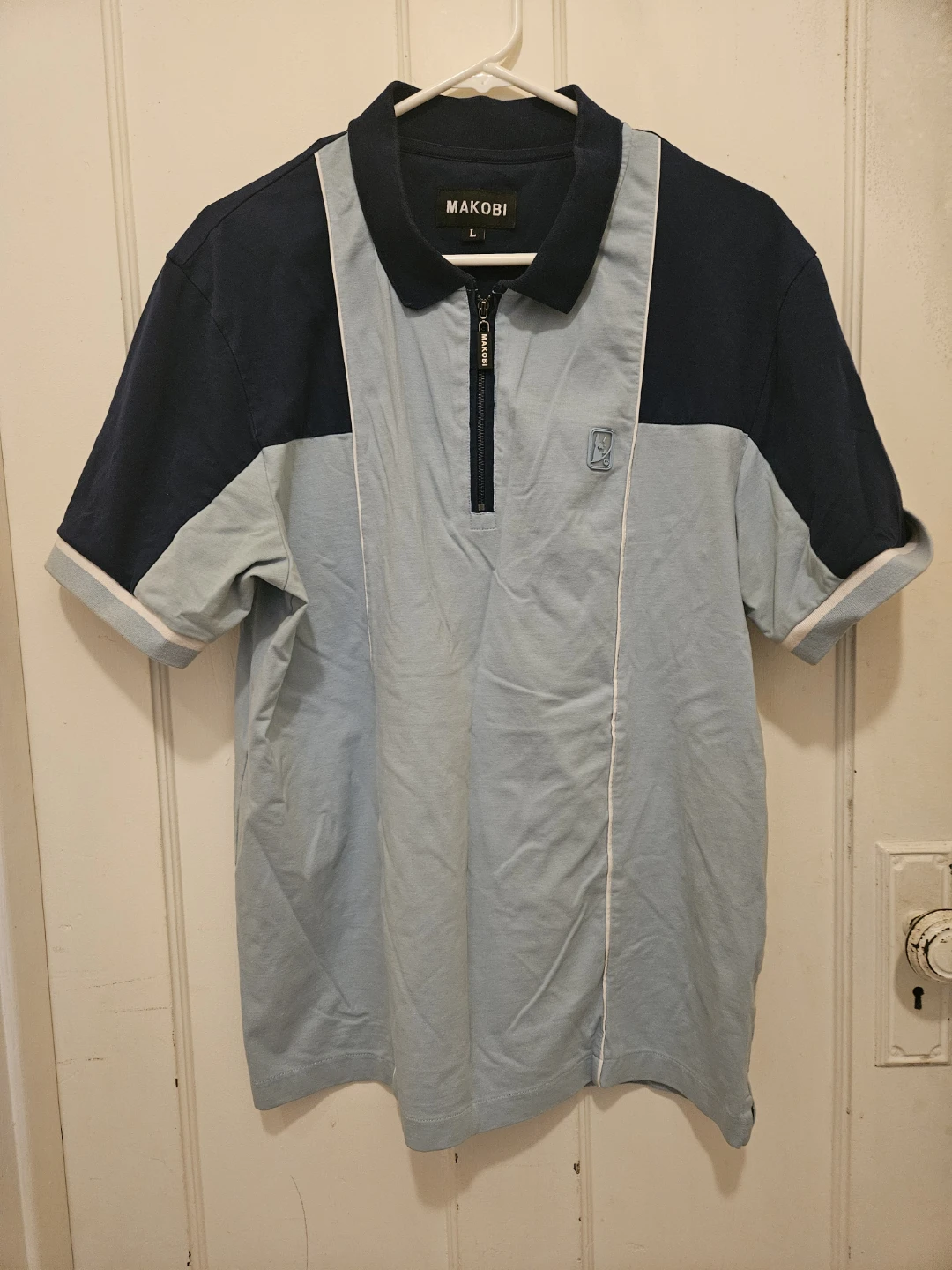Makobi Men's Colorblock Zip Polo Shirt - Size L
