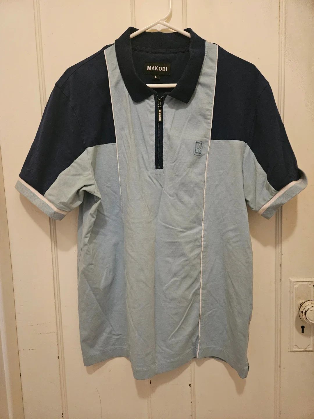 Makobi Men's Colorblock Zip Polo Shirt - Size L