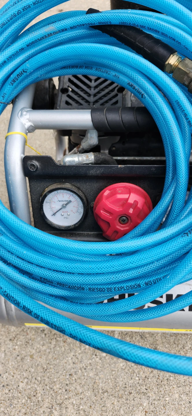 Husky Air Compressor with Blue Hose