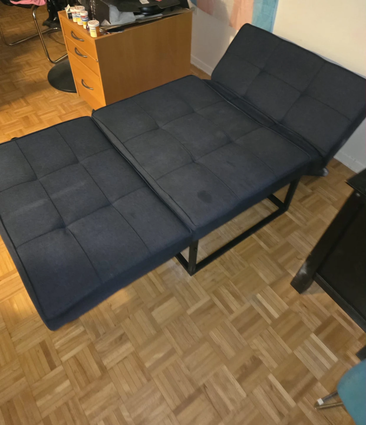 4 in 1 Dark Blue Futon Chair with Ottoman - photo 3