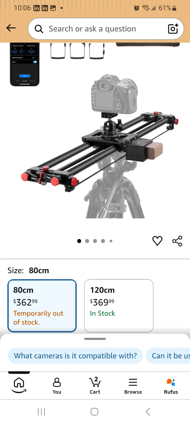 Neewer Camera Slider Carbon Fiber Dolly Rail 19.7"/50cm - photo 3
