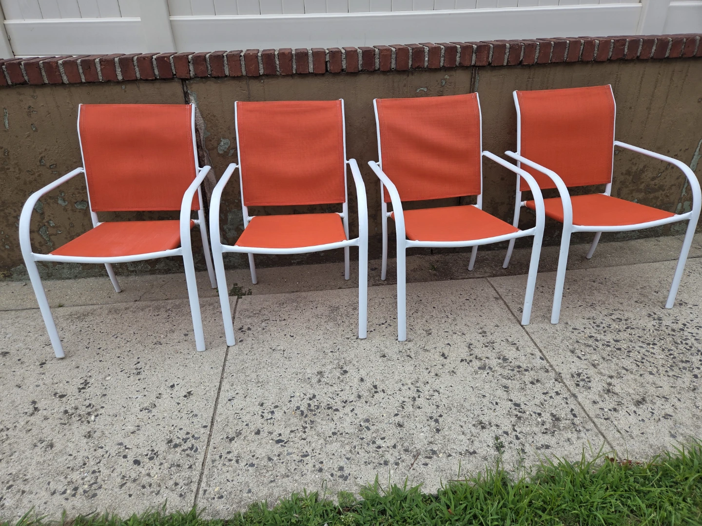 Set of 4 Orange Patio Chairs - photo 2