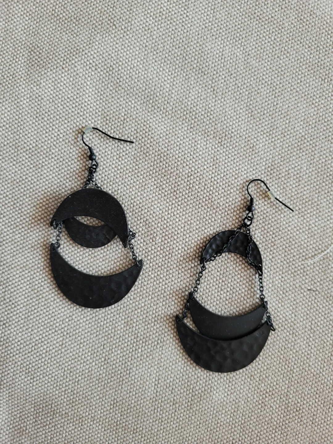 Black Crescent Moon Dangle Earrings