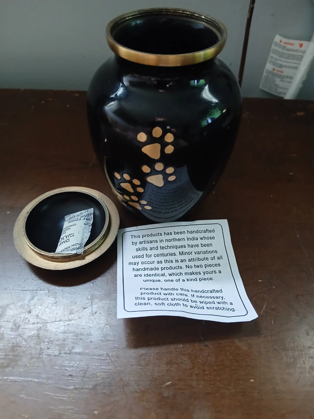 Pet Urn - Black with Paw Prints - photo 2