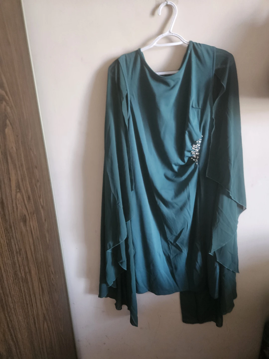Women's Teal Embellished Cape Dress - photo 2
