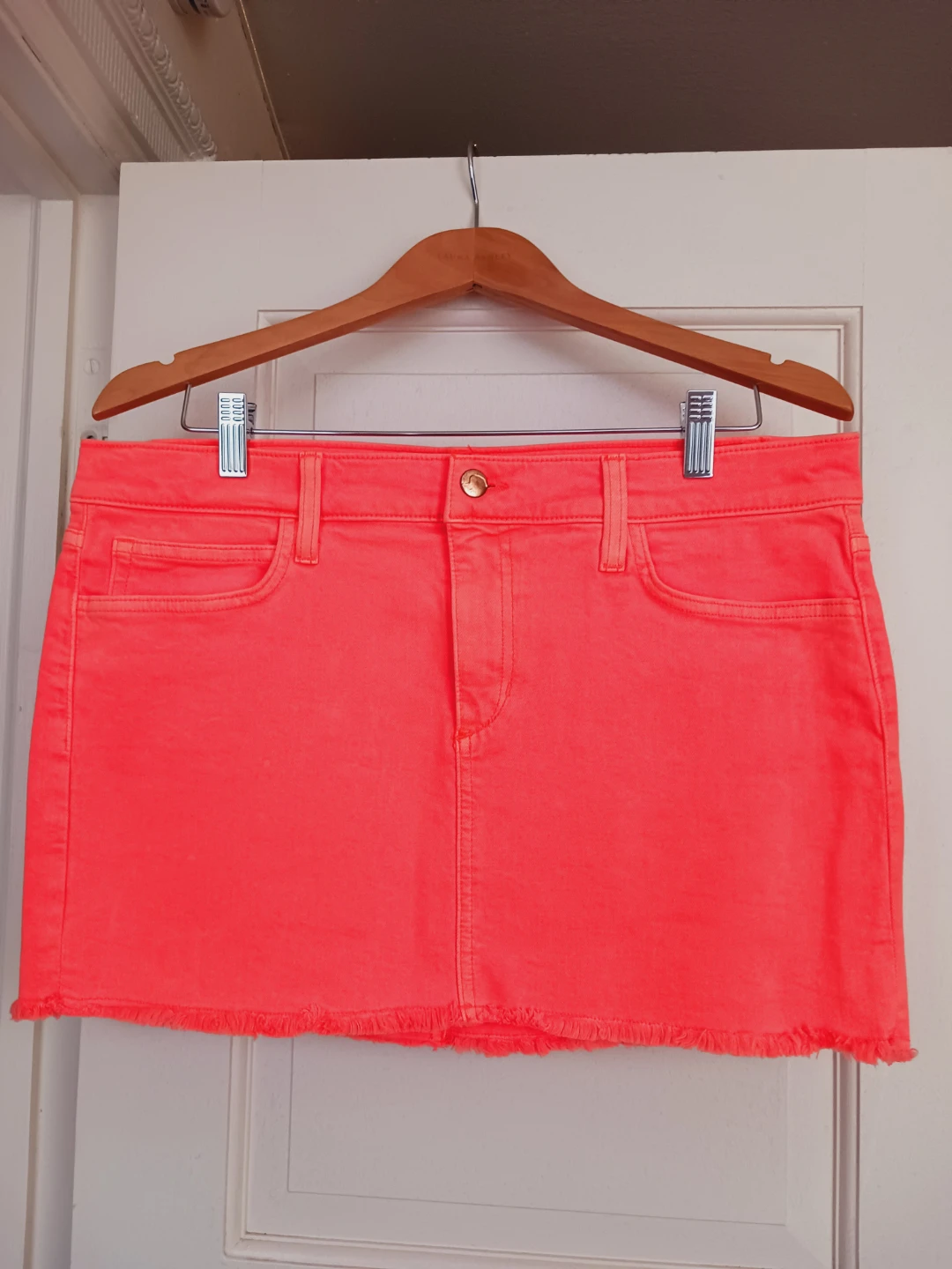 New !!!,Joe's Jeans Neon Orange Denim Mini Skirt Size W 32 - photo 2