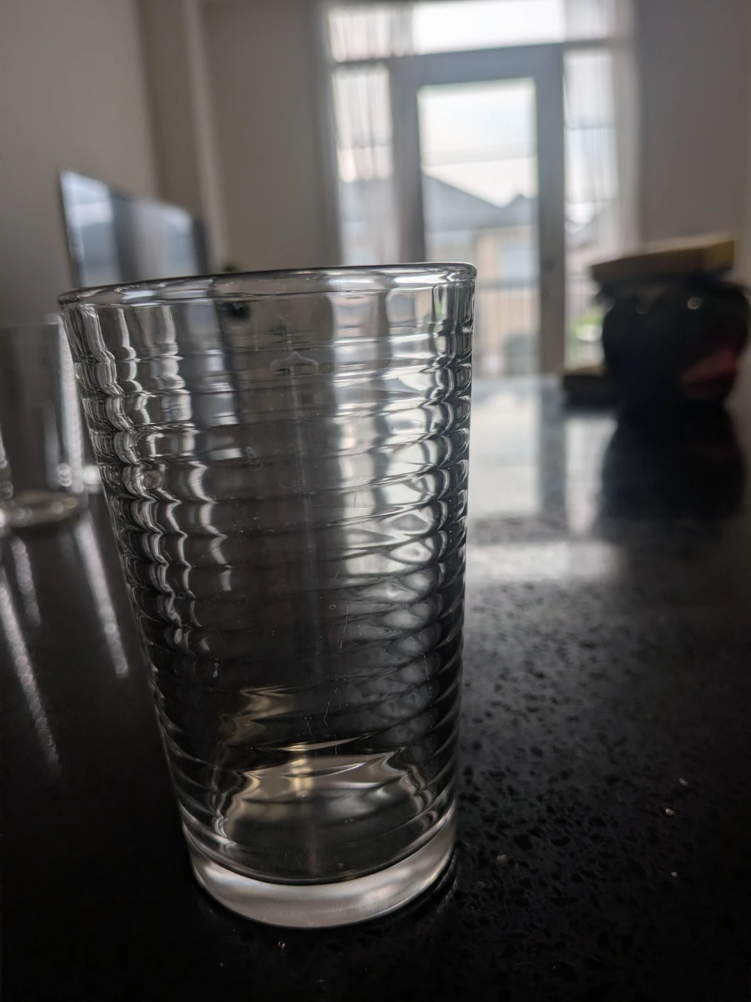 Set of 12 Clear Ribbed Drinking Glasses