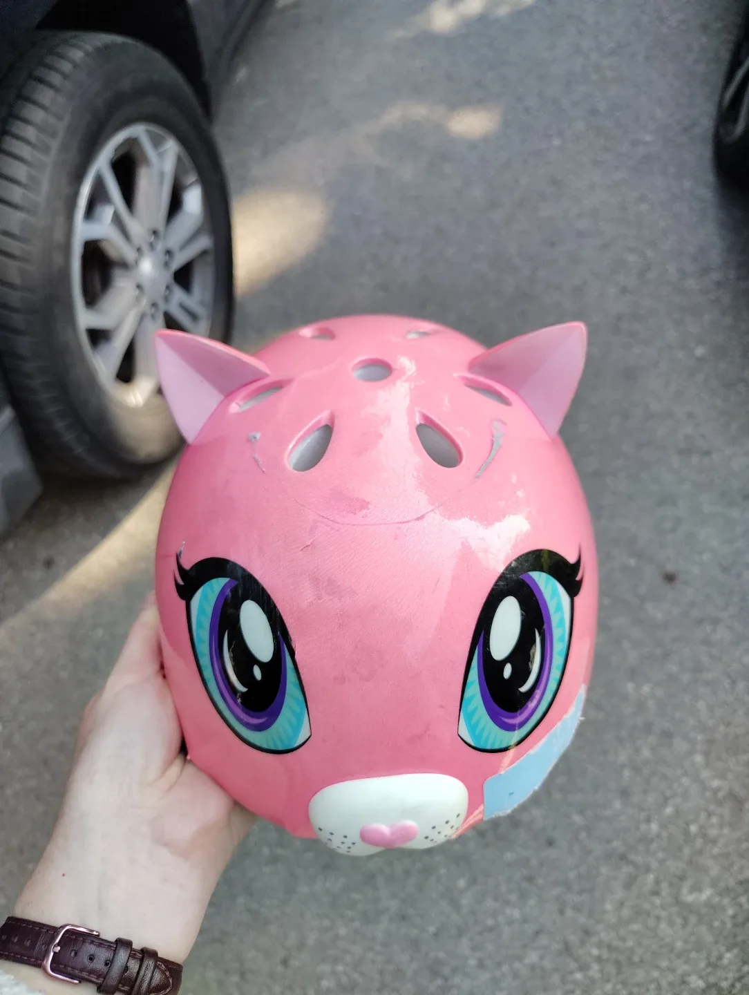 Pink Cat Kids Helmet/