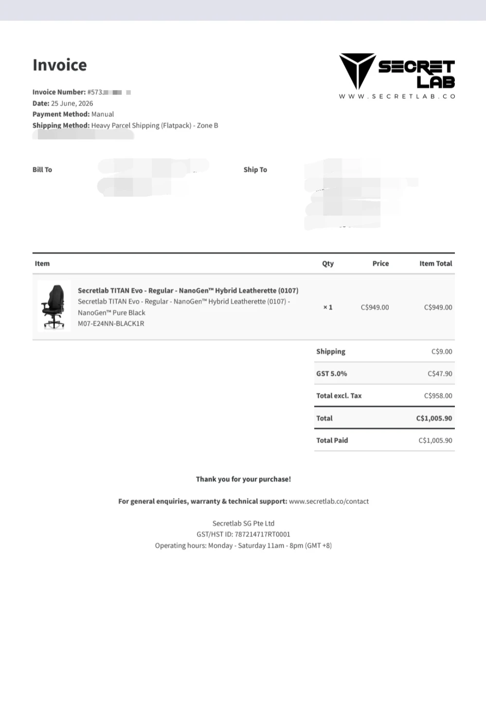 Brand New Secretlab TITAN Evo Regular - Pure Black - photo 2