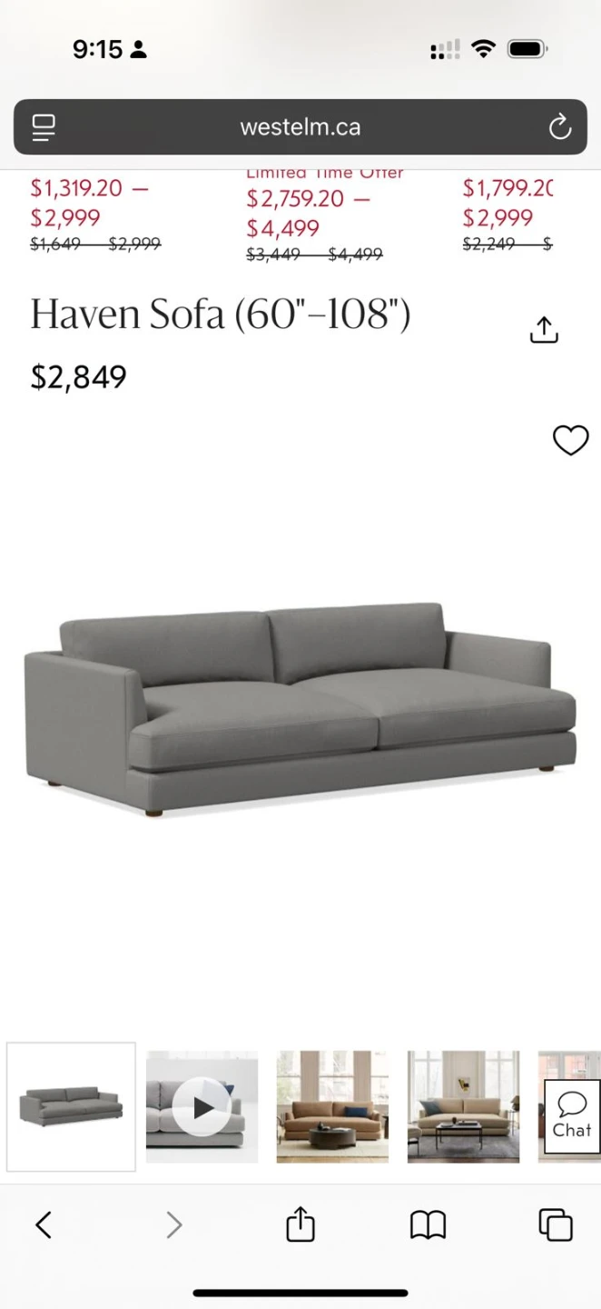 West Elm Haven Sofa (60"-108") - photo 3