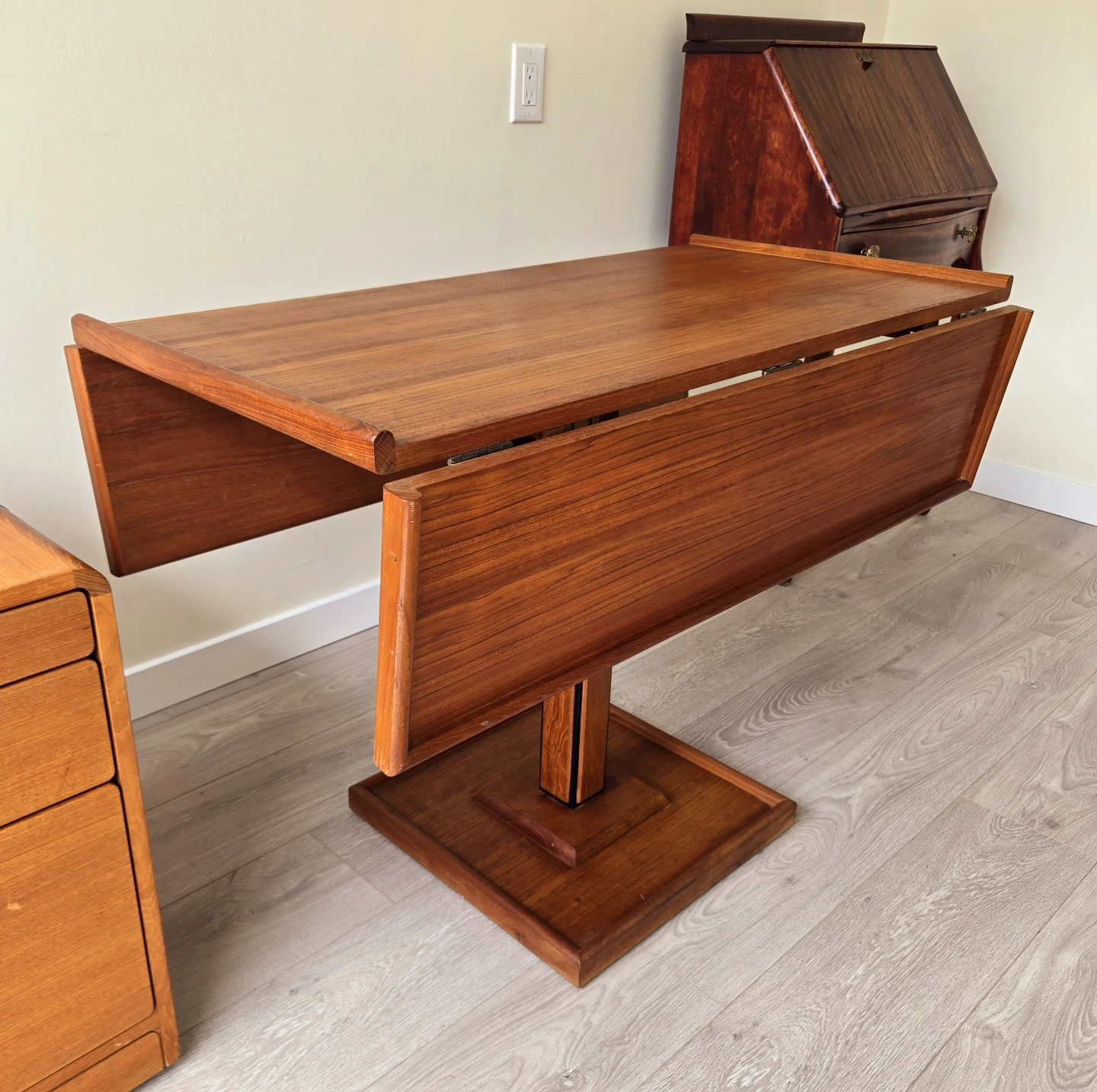 3 In 1 MCM Solid Teak Covertible Dining To Console/Coffee Table - photo 2